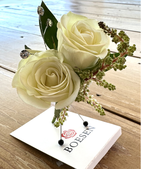 White Spray Rose Boutonniere