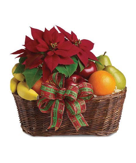 Festive Poinsettia Fruit Basket