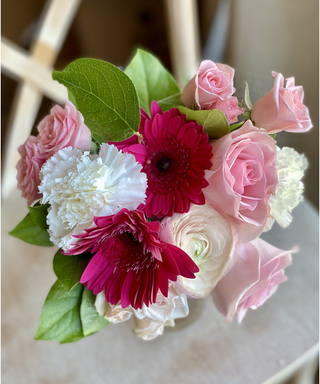 Pink & Jewel Corsage and Hand Bouquet